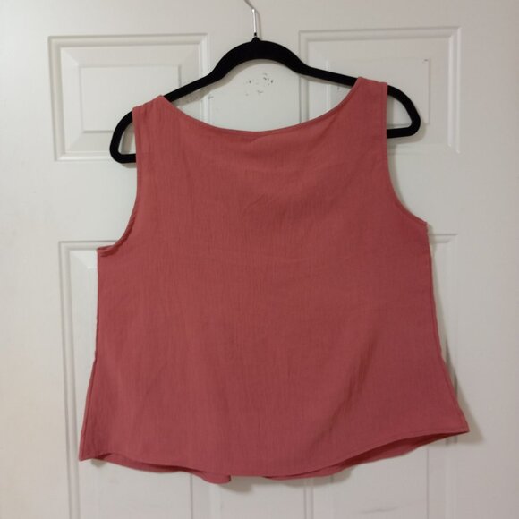 B Set Pants Elastic Waist Wide Leg & Top Sleeveless Pleated Medium Womens. - Picture 6 of 13